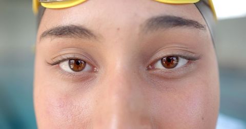 Focused swimmer preparing for competition
