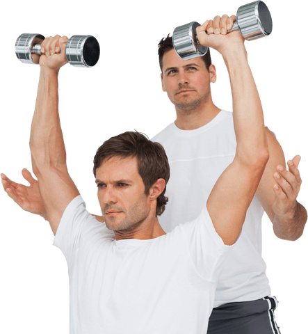 transparent personal trainer assisting workout with dumbbells - Download Free Stock Videos Pikwizard.com
