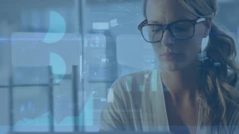 Businesswoman Analyzing Stock Market Data Visualisation