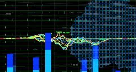 Dynamic Financial Data Over Grid Background for Global Analysis - Download Free Stock Images Pikwizard.com