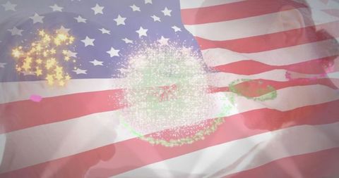 Elderly Couple Showing Connection With American Flag Background