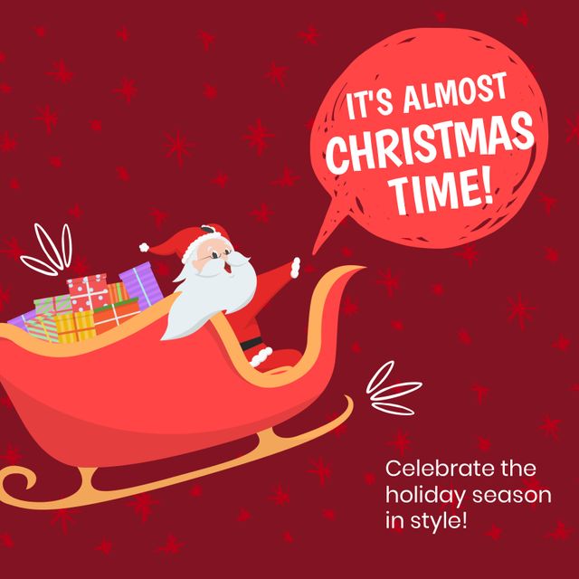 Composition of christmas time text over santa claus. Christmas and celebration concept digitally generated image.