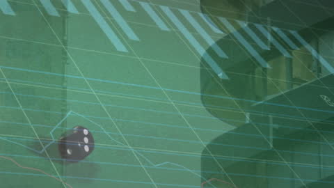 Digital Finance Concepts with Dice and Financial Graphs Montage