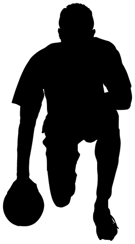 Transparent silhouette of male soccer player kicking ball