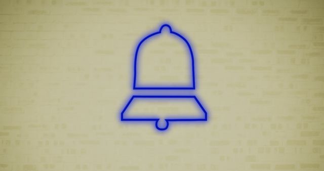 Neon Blue Bell Icon on Yellow Background for Digital Interface - Download Free Stock Images Pikwizard.com