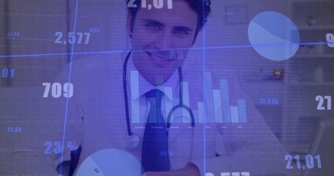 Doctor Analyzing Technology Data with Professional Focus