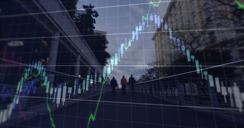 rising financial graphs overlay on urban cityscape - Download Free Stock Images Pikwizard.com