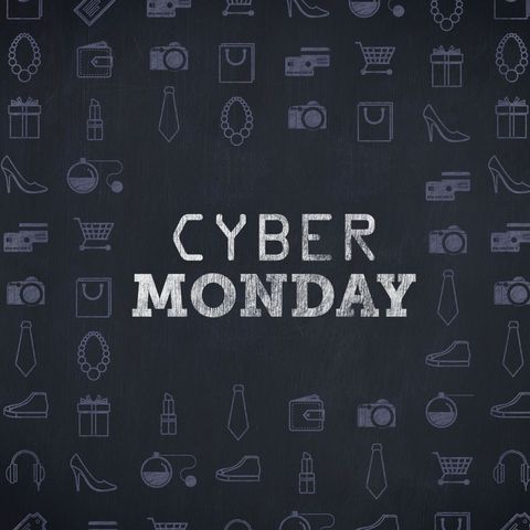 cyber monday chalkboard theme with shopping doodles - Download Free Stock Templates Pikwizard.com