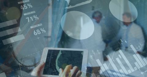 Digital healthcare innovation with multiracial medical professionals