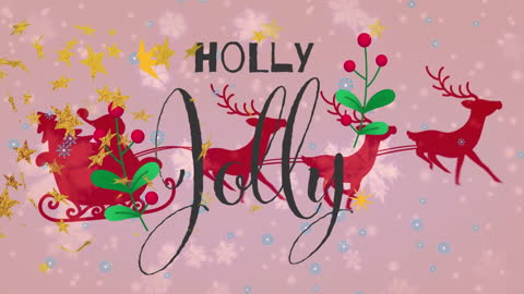 Festive Santa Sleigh with Holly Jolly Christmas Animations