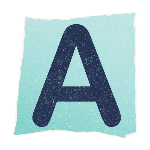 Transparent uppercase letter a on torn gradient paper style