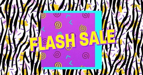 Vibrant Flash Sale Banner with Retro Patterns and Bold Text
