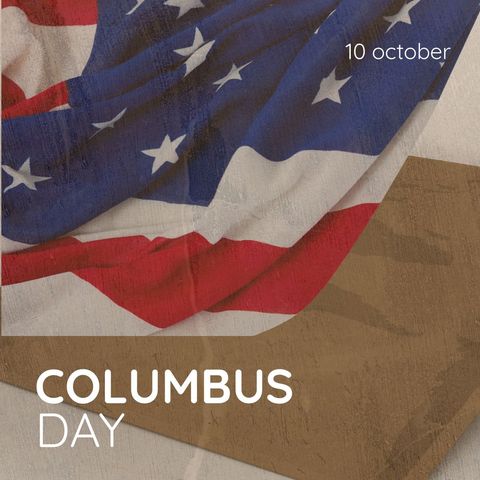 Columbus Day Celebrated with American Flag Background