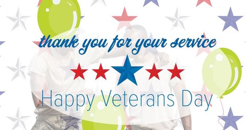 Happy Veterans Day Celebration with Stars and Balloons