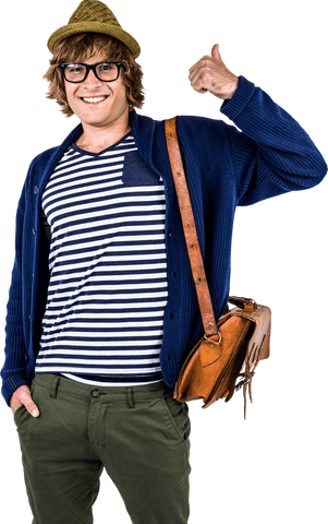Smiling Hipster Making Thumbs Up with Transparent Background - Download Free Stock Videos Pikwizard.com