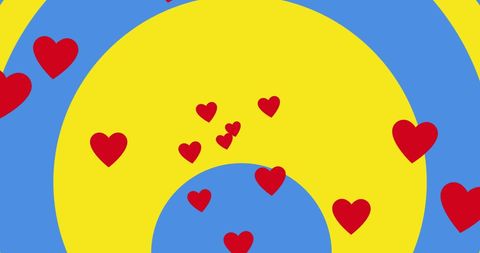 Hearts Overlapping Blue and Yellow Symbolic Ukraine Flag Design