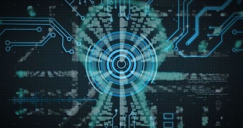 Futuristic Digital Interface with Circuit Board and Security Elements - Download Free Stock Images Pikwizard.com
