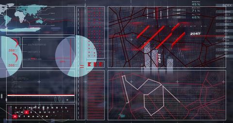Abstract Digital Interface and Data Visualization on Cityscape - Download Free Stock Images Pikwizard.com