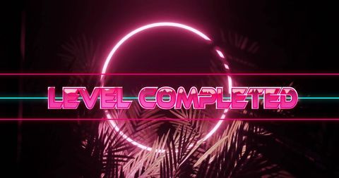 Neon Glow Level Completed Game Design - Download Free Stock Images Pikwizard.com