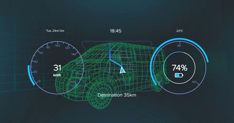 Digital Interface of Electric Car Dashboard with Holographic Display - Download Free Stock Images Pikwizard.com