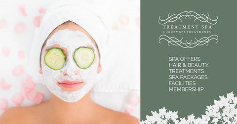 serene spa experience with cucumber facial mask - Download Free Stock Templates Pikwizard.com