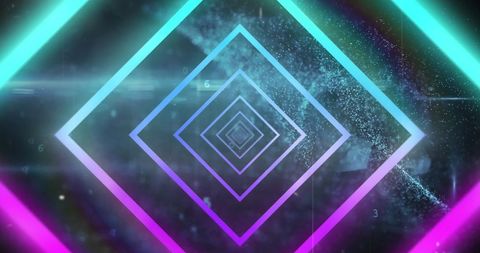 Colorful Geometric Neon Lights with Digital Matrix - Download Free Stock Images Pikwizard.com
