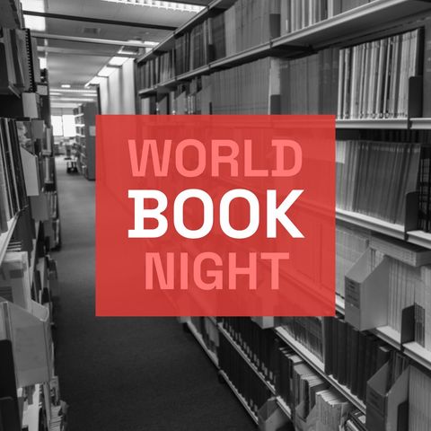 world book night celebration with library background - Download Free Stock Templates Pikwizard.com