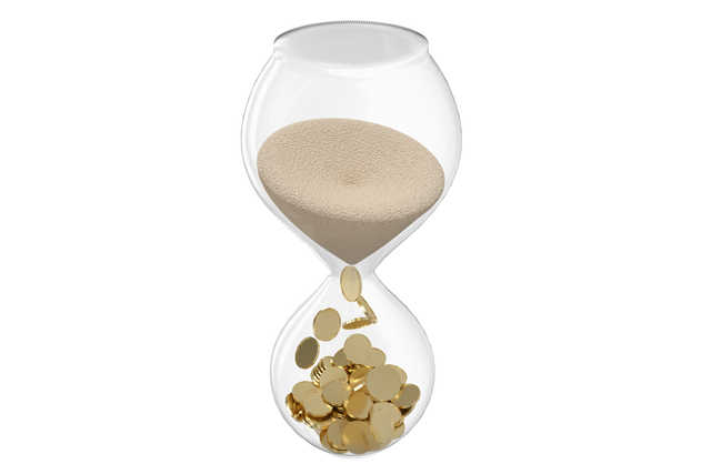 Transparent Hourglass with Sand Turning into Coins - Download Free Stock Videos Pikwizard.com