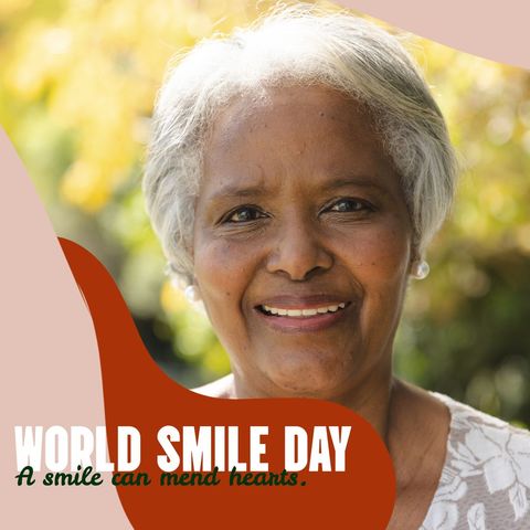 mature woman celebrating world smile day with joy - Download Free Stock Templates Pikwizard.com