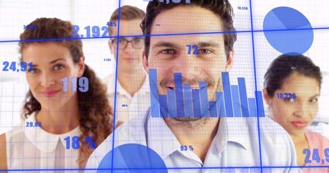 Team Projection with Infographics Illustrating Data