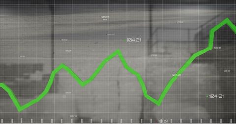 Financial growth chart on transparent office background