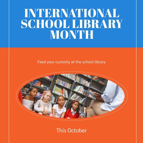 International School Library Month Celebration in October - Download Free Stock Templates Pikwizard.com