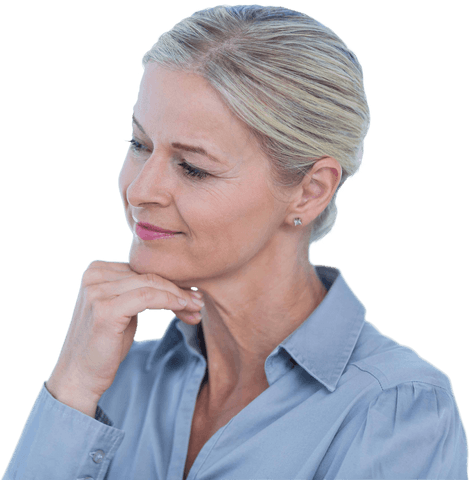 Transparent Image of Thoughtful Businesswoman Looking Away