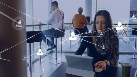Network Connections Overlaying Office Workspace Action