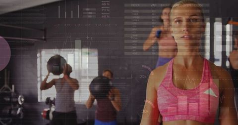 Active Woman with Medicine Ball in Modern Gym Setting