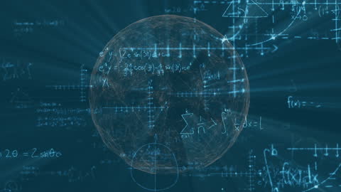 Futuristic Sphere with Complex Mathematical Equations