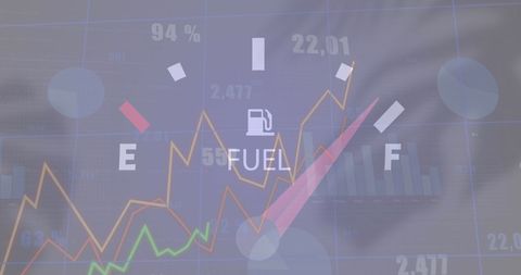 Fuel Gauge Overlaying Rising Data Graphs on Transparently