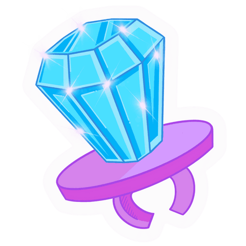 Oversized blue gem on purple band with transparent background