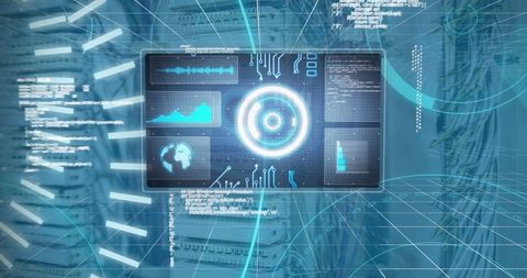 Futuristic Digital Data Processing Network Interface - Download Free Stock Images Pikwizard.com