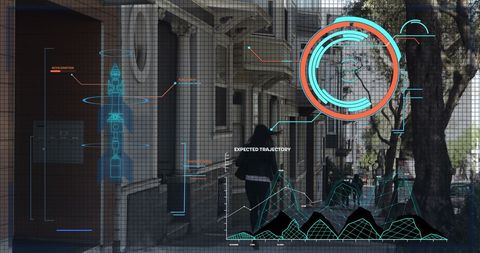 Futuristic Data Visualization Overlay on Urban Scene - Download Free Stock Images Pikwizard.com