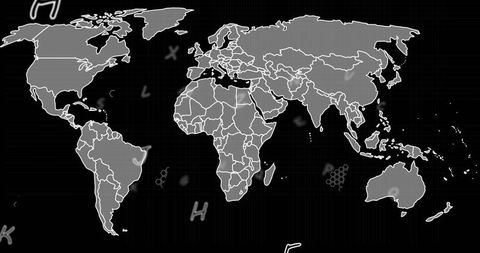 World Map with Overlapping Alphabets on Dark Digital Background - Download Free Stock Images Pikwizard.com