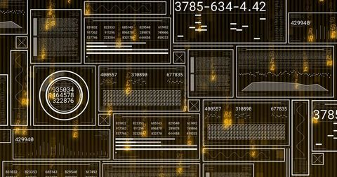 Displaying Futuristic Financial Dashboard with Circular Gauge, Currency Metrics, Data Panels