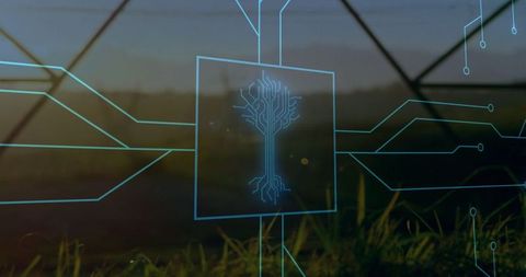 Futuristic Circuit Tree with Nature-Sustainability Theme