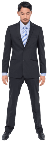 Businessman in Black Suit on Transparent Background