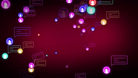 Digital Communication Icons on Dynamic Red Background