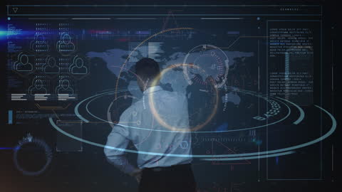 Businessman Using Digital interface with Future Technology Concepts