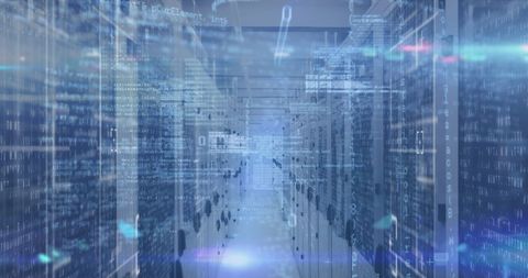 Digital Data Stream Flowing in Empty Server Room Atmosphere - Download Free Stock Images Pikwizard.com