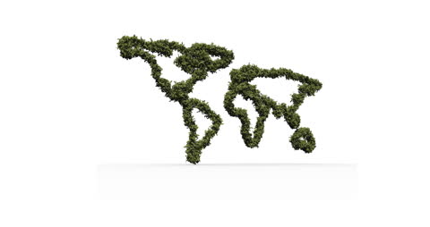 Eco-Friendly World Map Made of Lush Green Leaves