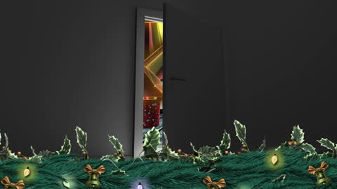 Festive Christmas Doorway with Illuminated Decor