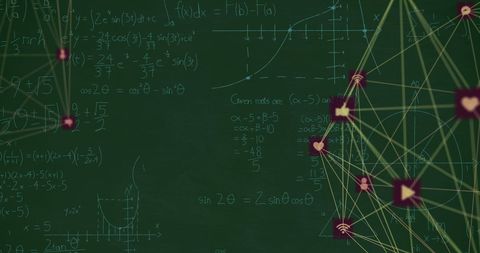 complex mathematical equations with geometric patterns on blackboard - Download Free Stock Images Pikwizard.com